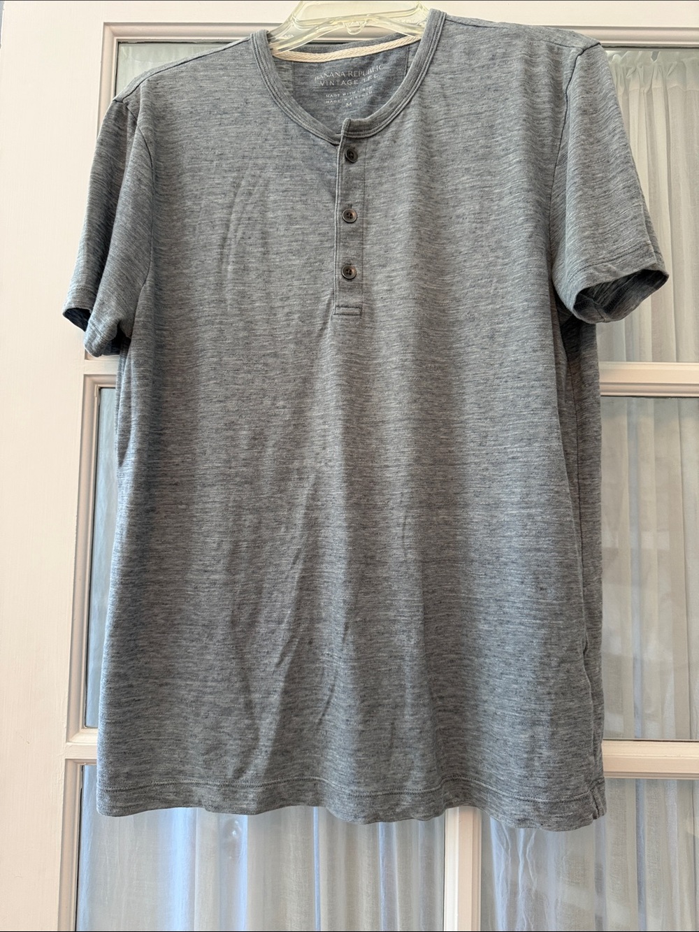 Banana Republic Gray Short-Sleeve Henley Tee